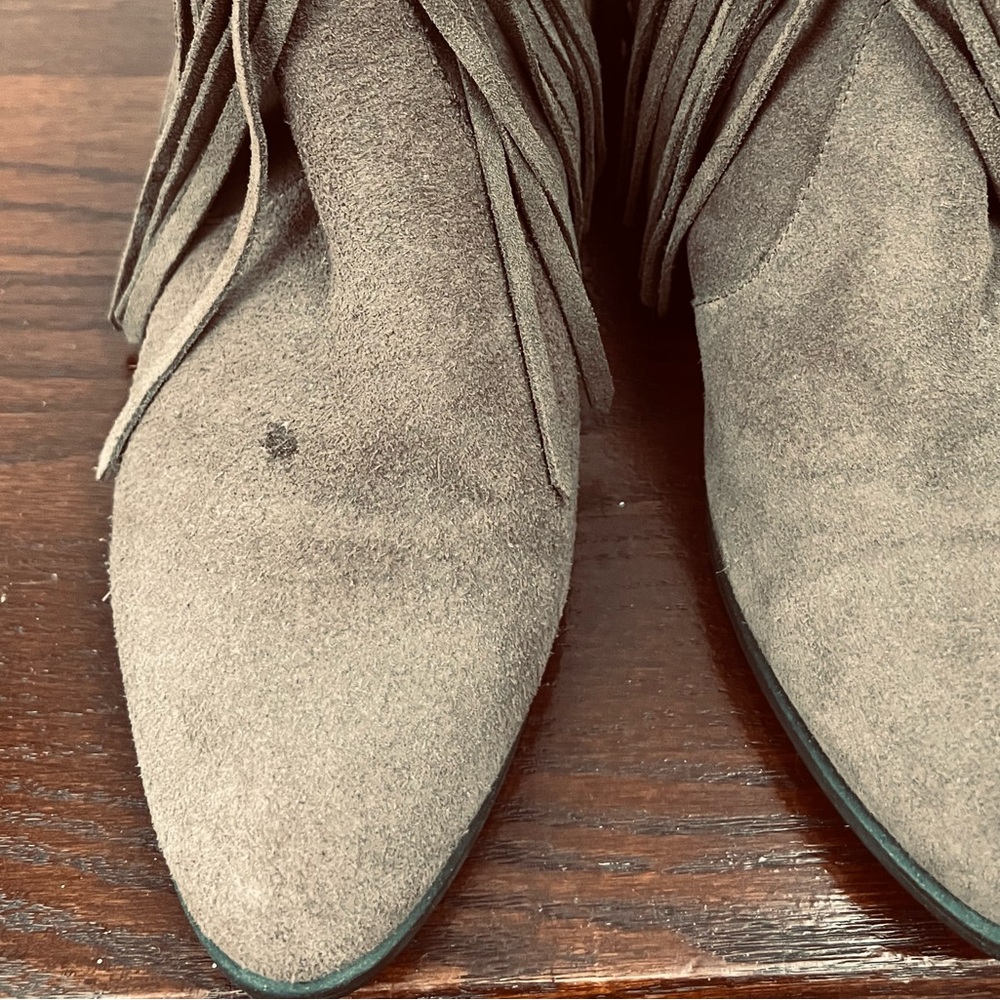 Steve Madden Suede Leather Fringe Patzee Ankle Boot | brown | 10M - Picture 12 of 13